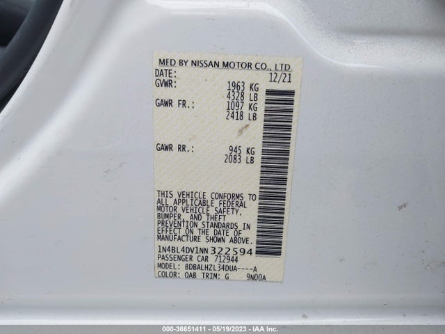 Nissan Altima 2.5 Sv 2022 1N4BL4DV1NN322594 Image 10