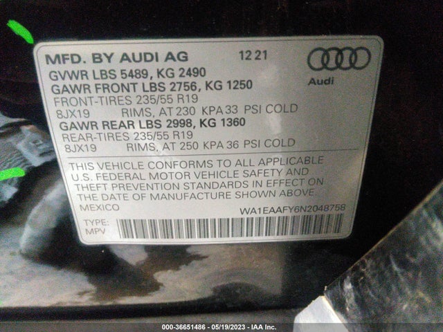 WA1EAAFY6N2048758 Audi Q5 S Line Premium Plus