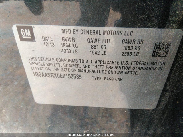 Cadillac Ats Standard Rwd 2014 1G6AA5RX0E0153535 Image 10