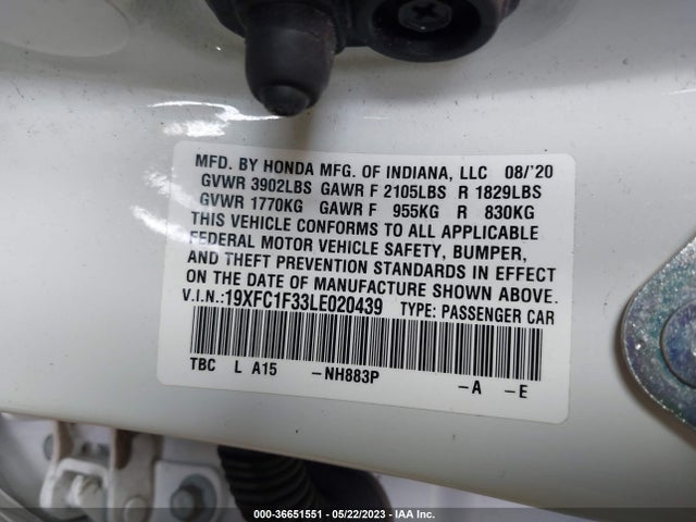 Honda Civic Sedan Ex 2020 19XFC1F33LE020439 Image 9