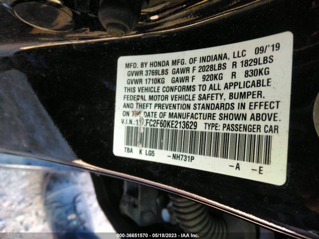 Honda Civic Sedan Lx 2019 19XFC2F60KE213629 Image 9