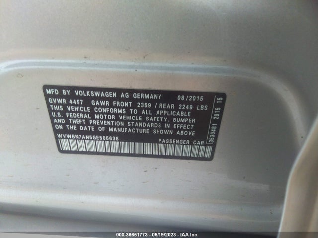 WVWBN7AN5GE505638 Volkswagen CC SPORT