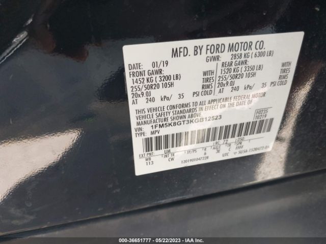 1FM5K8GT3KGB12523 Ford EXPLORER SPORT