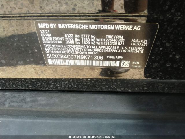 5UXCR4C07N9K71306 BMW X5 Sdrive40i