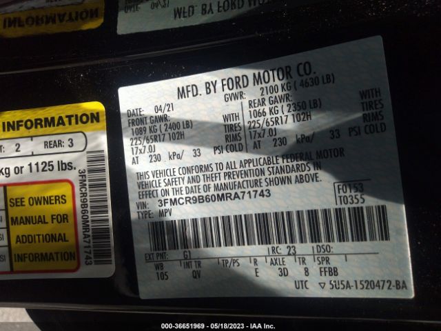 3FMCR9B60MRA71743 Ford Bronco Sport Big Bend