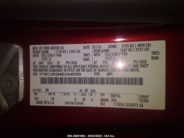 1FMCU9G94EUA40359 Ford ESCAPE SE