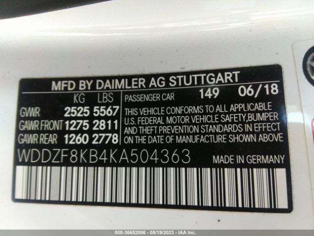 WDDZF8KB4KA504363 Mercedes-Benz E-class Amg E 63 S