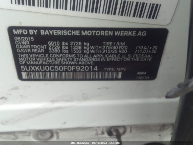 5UXKU0C50F0F92014 BMW X6 Sdrive35i