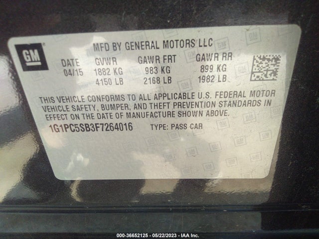 Chevrolet CRUZE LT 2015 1G1PC5SB3F7264016 Image 8