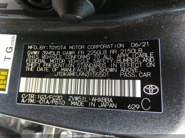 Toyota Prius L 2022 JTDKAMFU9N3155501 Image 10