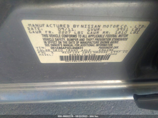 2012 NISSAN SENTRA 2.0 S VIN: 3N1AB6AP4CL650831