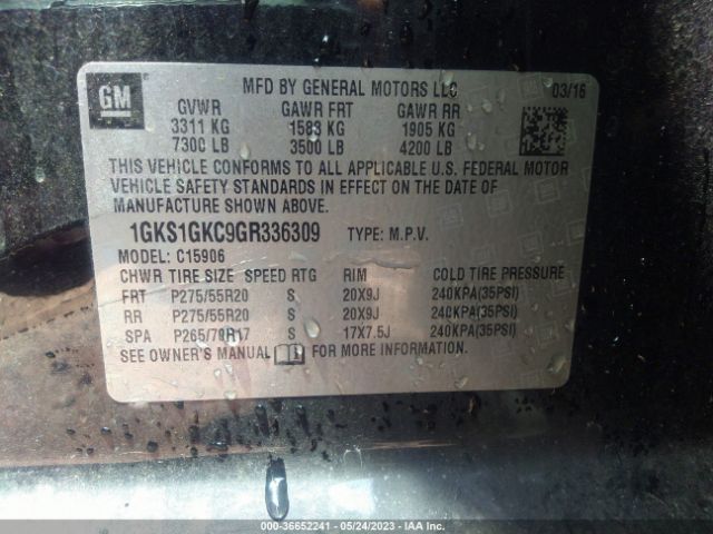 1GKS1GKC9GR336309 GMC Yukon Xl Slt