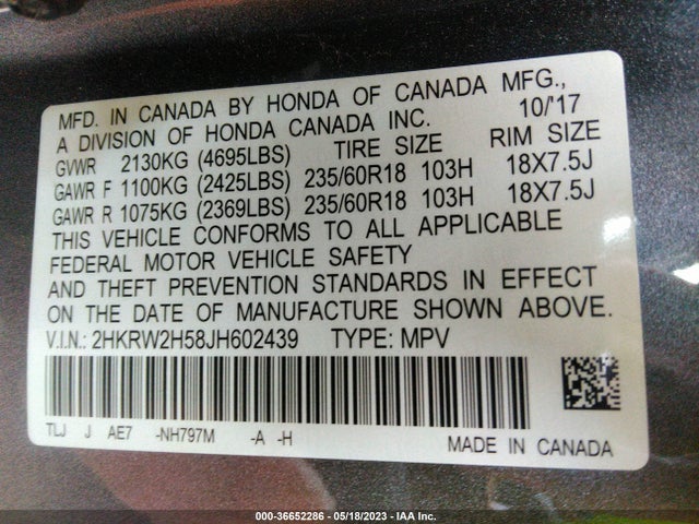 Honda CR-V EX 2018 2HKRW2H58JH602439 Image 9