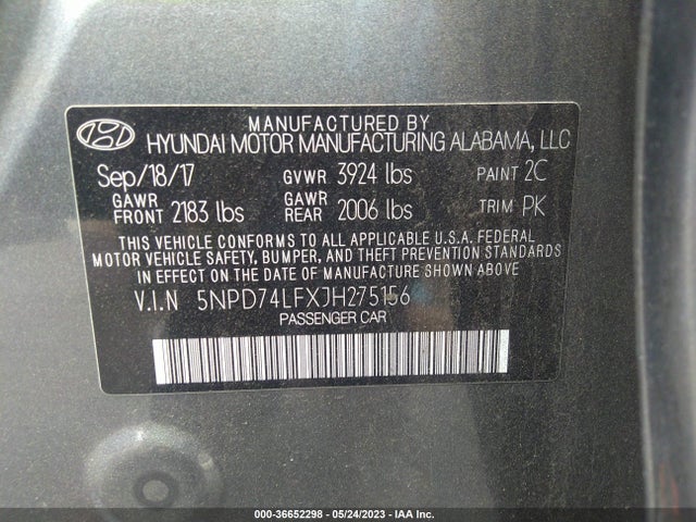 Hyundai ELANTRA SE 2018 5NPD74LFXJH275156 Image 10