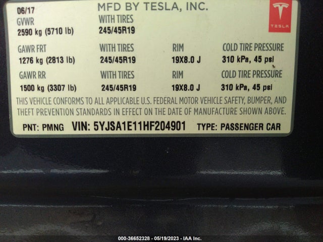 Tesla Model S 60/75 2017 5YJSA1E11HF204901 Image 9