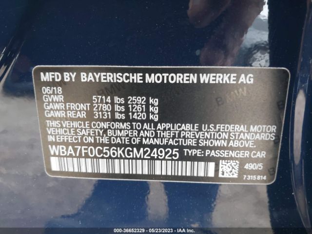 WBA7F0C56KGM24925 BMW 7 Series 750i
