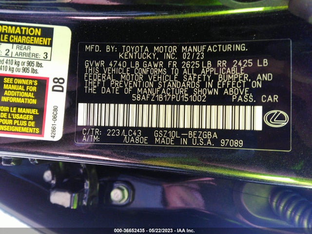 2023 Lexus ES, VIN: 58AFZ1B17PU151002