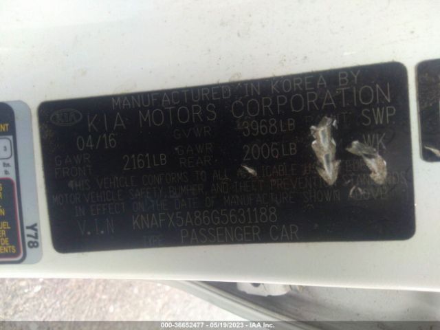 KNAFX5A86G5631188 KIA Forte 5-door Ex