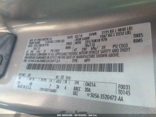 Ford Escape Titanium 2014 1FMCU9J98EUC59723 Image 10