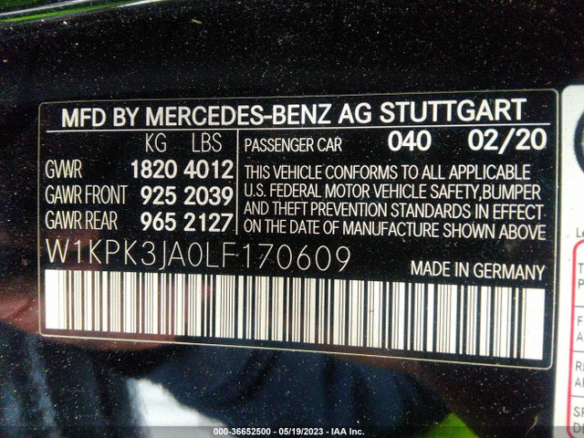 2020 Mercedes-Benz SLC-Class, VIN: W1KPK3JA0LF170609
