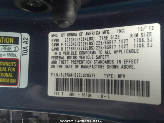 Honda CR-V EX 2014 5J6RM4H52EL028529 Image 9