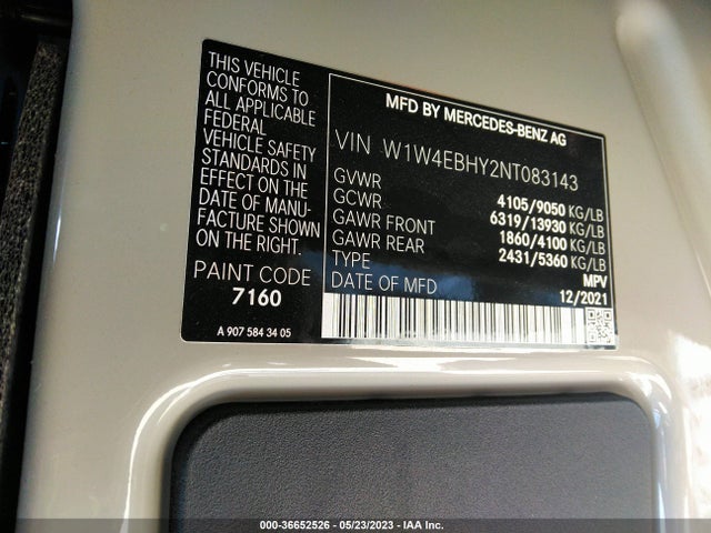 2022 Mercedes-Benz Sprinter, VIN: W1W4EBHY2NT083143