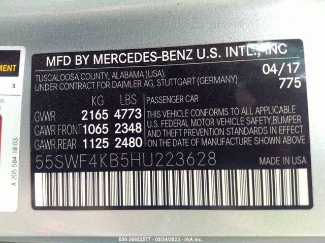 55SWF4KB5HU223628 Mercedes-Benz C-class C 300