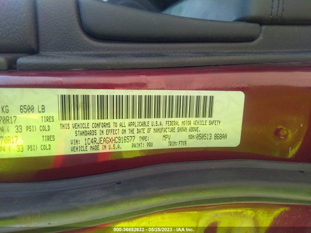1C4RJEAGXHC916577 Jeep Grand Cherokee Laredo