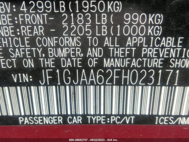 JF1GJAA62FH023171 Subaru IMPREZA SEDAN