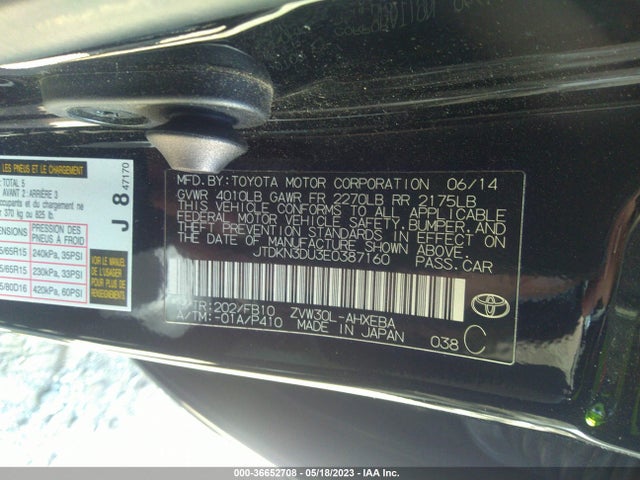 Toyota Prius Four/five/three/one/two 2014 JTDKN3DU3E0387160 Image 10