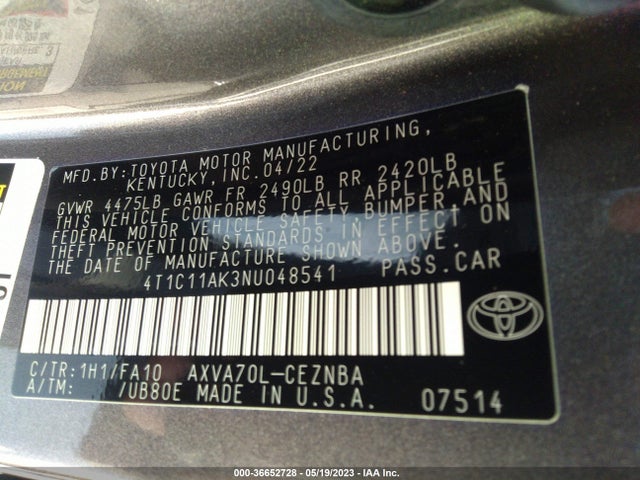 Toyota CAMRY LE 2022 4T1C11AK3NU048541 Image 10