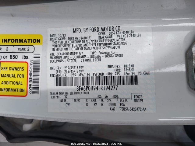 Ford FUSION SE 2014 3FA6P0H94ER194277 Image 9
