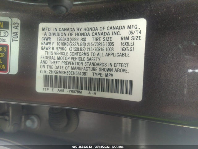 Honda CR-V LX 2014 2HKRM3H39EH551081 Image 9