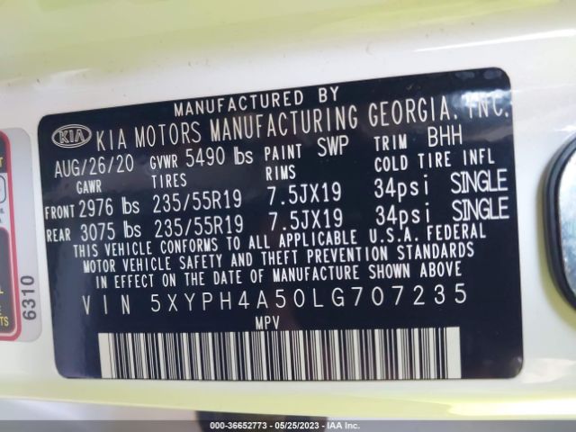 5XYPH4A50LG707235 KIA Sorento Ex V6