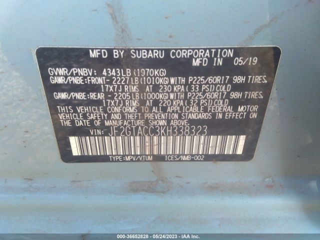 JF2GTACC3KH338323 Subaru Crosstrek Premium