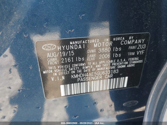 Hyundai ELANTRA SE 2016 KMHDH4AE5GU633183 Image 9