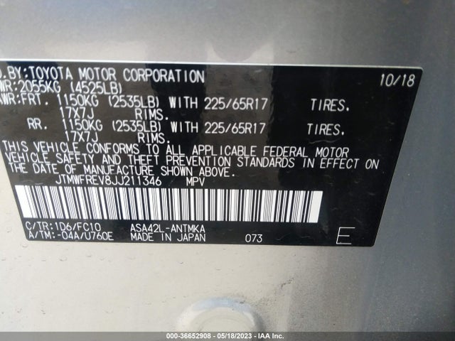 Toyota Rav4 Adventure 2018 JTMWFREV8JJ211346 Image 10