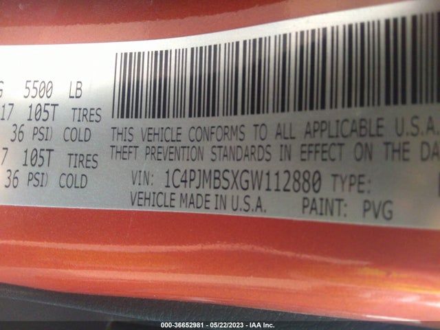 1C4PJMBSXGW112880 Jeep Cherokee Trailhawk
