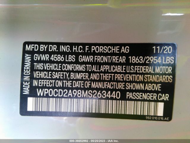 WP0CD2A98MS263440 Porsche 911 TURBO