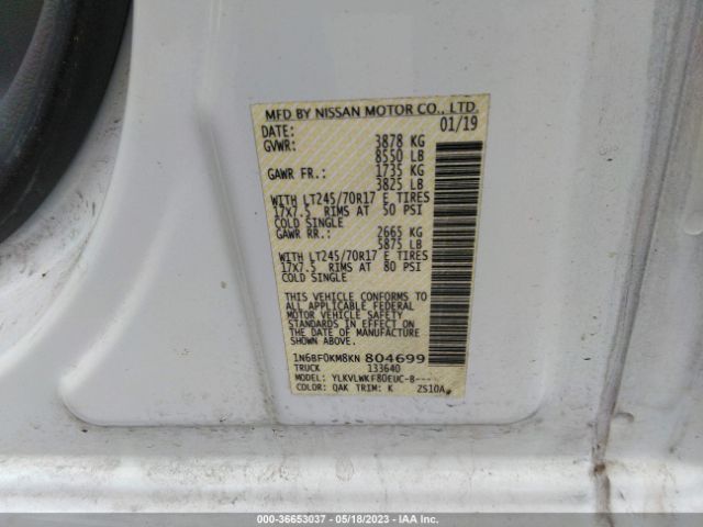 1N6BF0KM8KN804699 Nissan Nv Cargo S