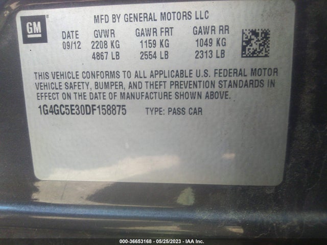 2013 BUICK LACROSSE LEATHER VIN: 1G4GC5E30DF158875