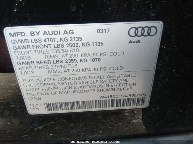 WA1BCCFS0JR002090 Audi Q3 Premium/sport Premium