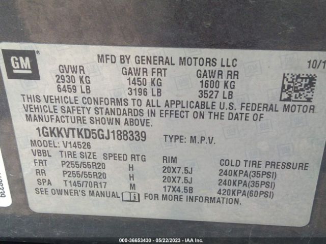 1GKKVTKD5GJ188339 GMC Acadia Denali