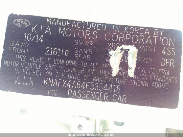 KNAFX4A64F5354418 KIA FORTE LX