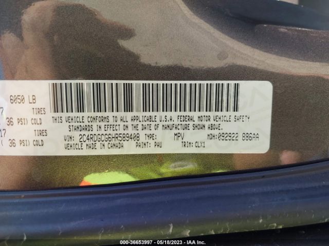 2C4RDGCG6HR589408 Dodge Grand Caravan Sxt