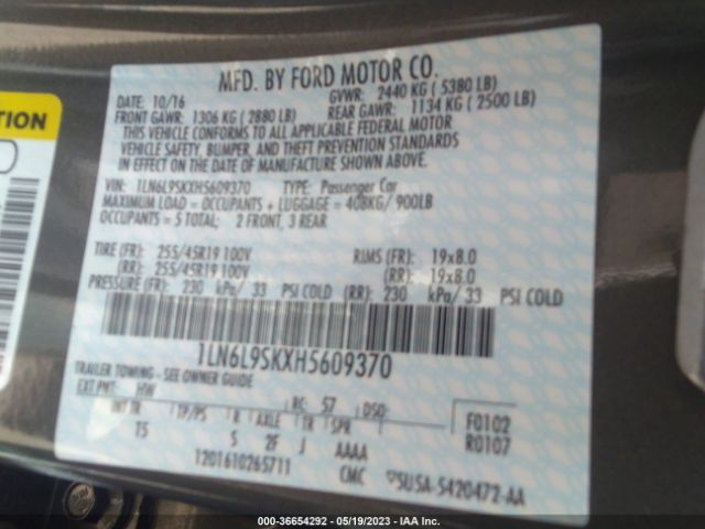 1LN6L9SKXH5609370 Lincoln Continental Select