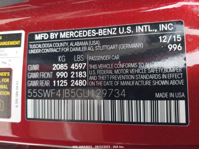 55SWF4JB5GU129734 Mercedes-Benz C-class C 300
