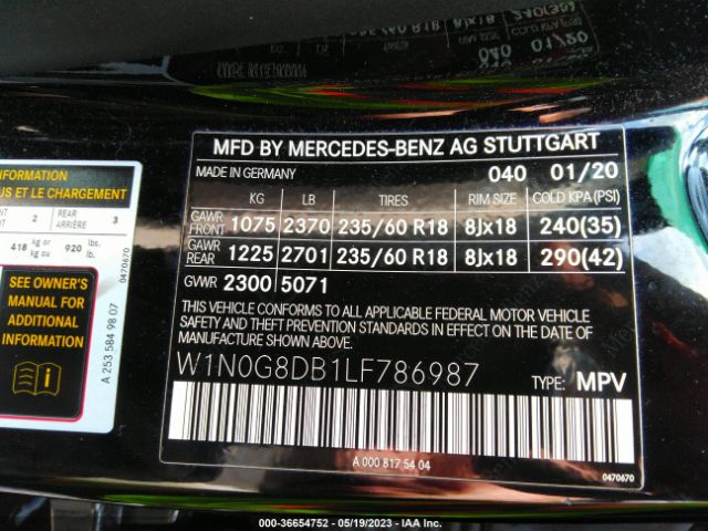 W1N0G8DB1LF786987 Mercedes-Benz Glc Glc 300