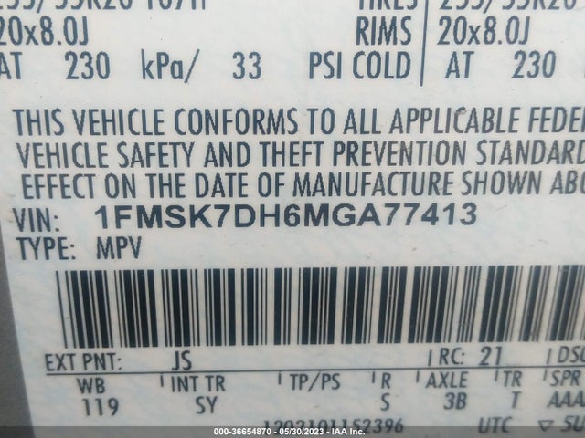 Ford EXPLORER XLT 2021 1FMSK7DH6MGA77413 Image 10
