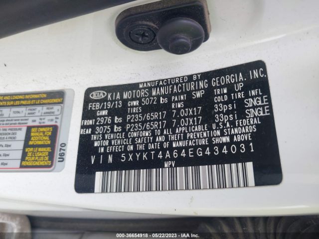 5XYKT4A64EG434031 KIA SORENTO LX